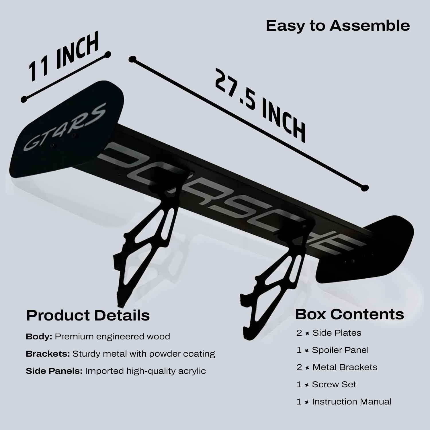 GT4 RS Spoiler Shelf for Wall β Spoiler Shelf for Home, Office, Garage | Race Car Inspired Display Wall Shelf