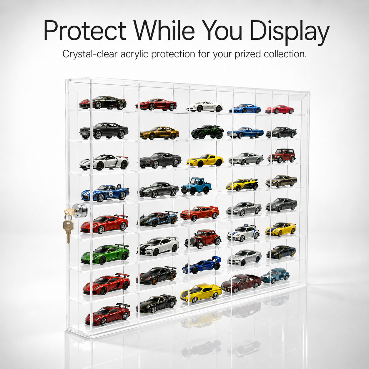 50 Compartments Display with Sliding Cover for 1:64 Scale Cars