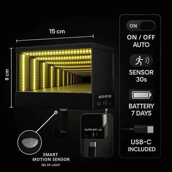 Infinity Garage Keychain Hanger,Mirrored Garage Key Holder with LED Lights