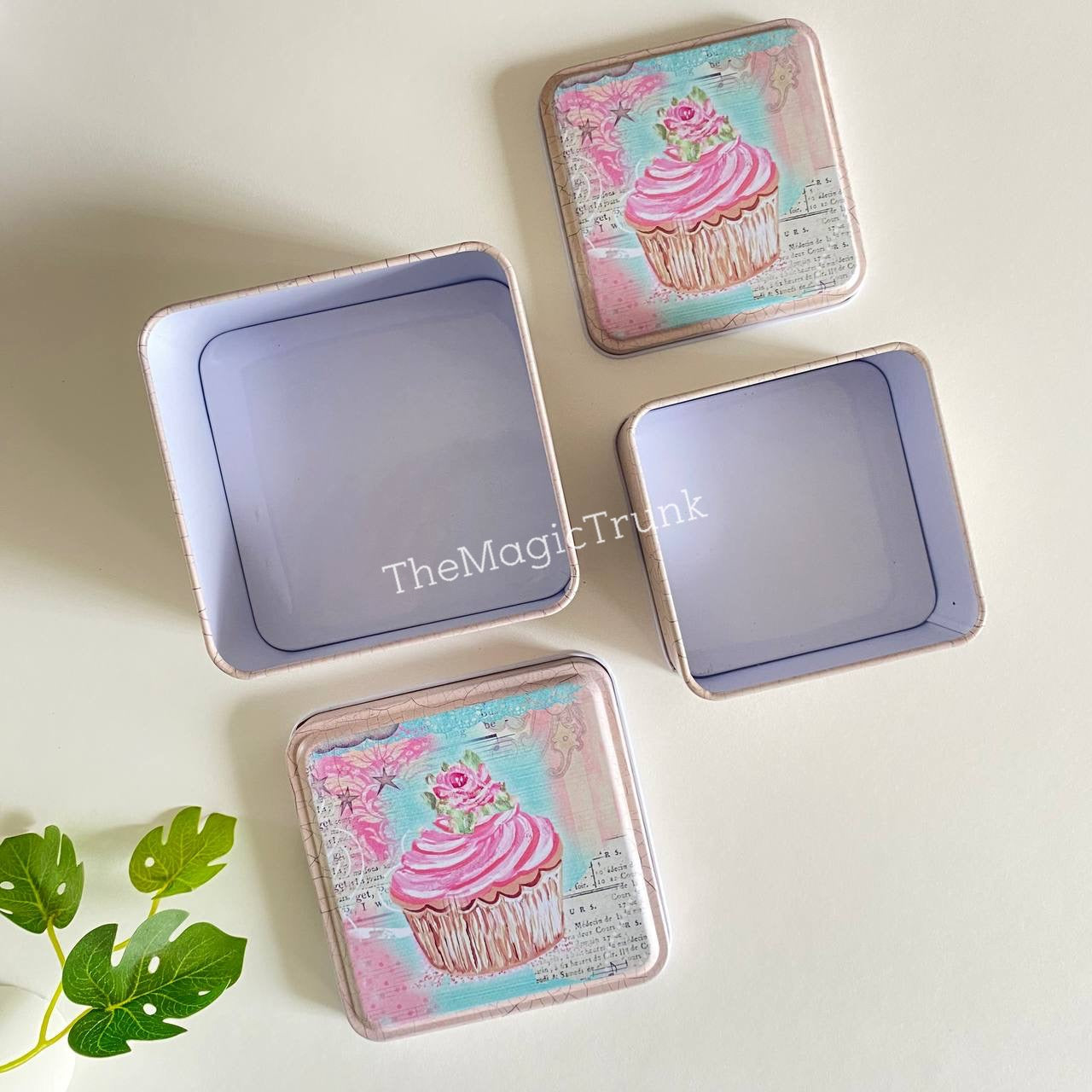 Cupcake Collectible Storage Tin Boxes 2 in 1 ( 2pcs )