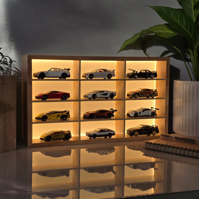 Wooden Light Up Hot Wheels Organizer