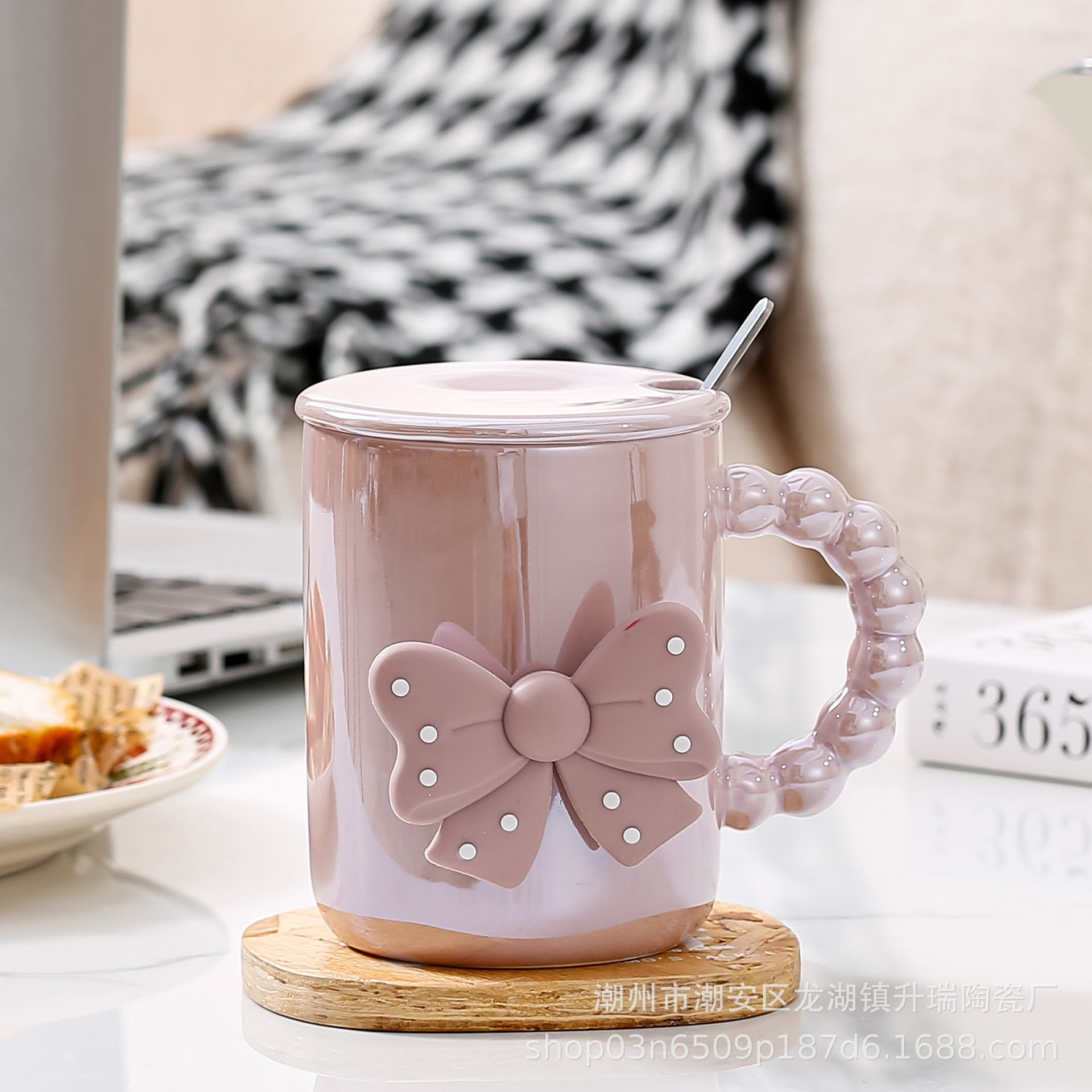 Bow Metallic Pearl Ceramic Coffee Mug ( 1pc )