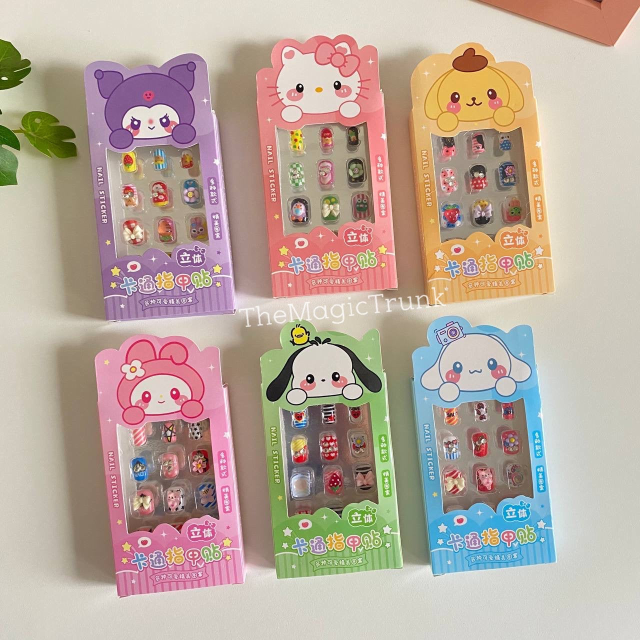 Kawaii Nail Stickers Reusable ( 1 set )