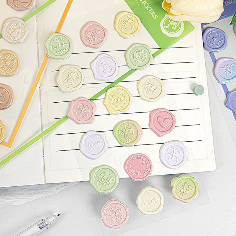 Pastel Wax Seal Sticker Sheet ( 1 sheet )