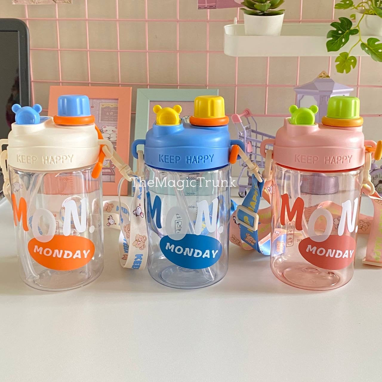 Dual Opening Strap Sipper Water Bottle 650ml ( 1pc )