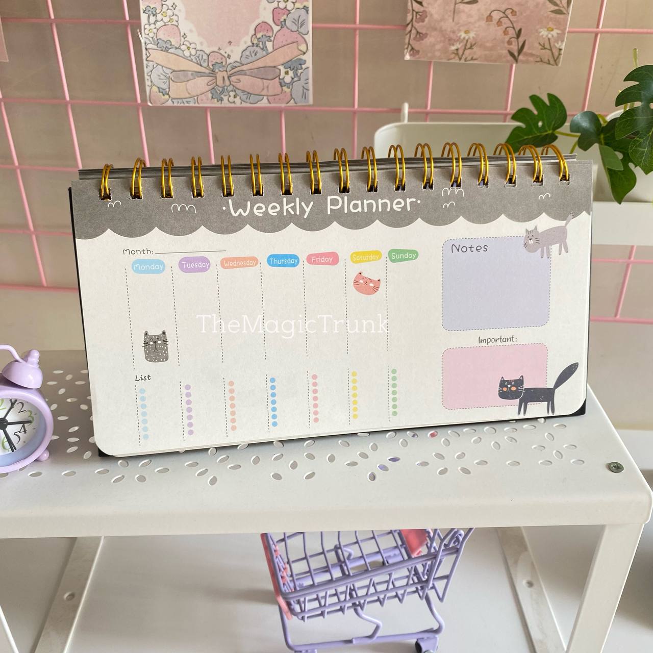 Cat Aesthetic Spiral Weekly Planner ( 1 pc )