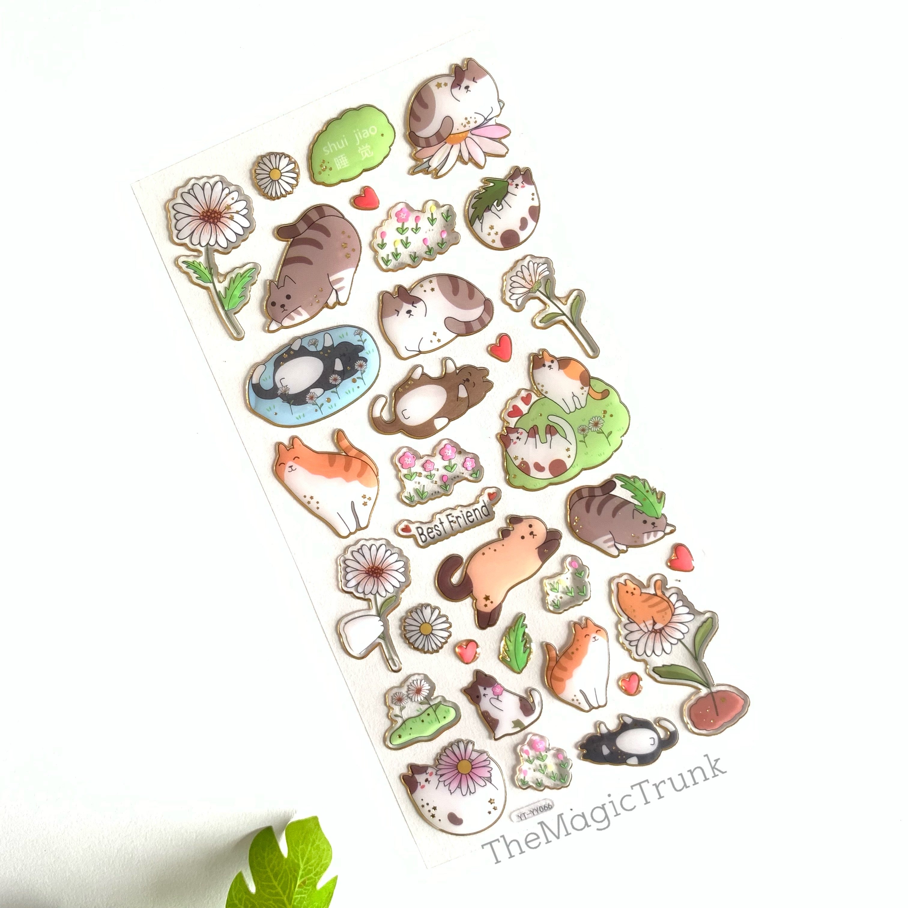 Cute Cat Adventure Stickers ( 1sheet )