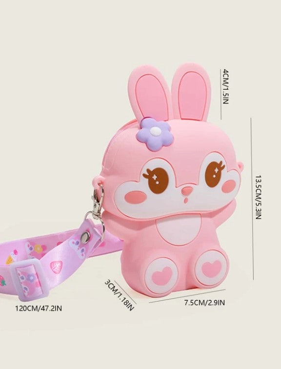 Bunny Silicon Sling Bag With Mirror Comb and Keychain ( 1 Combo Set )