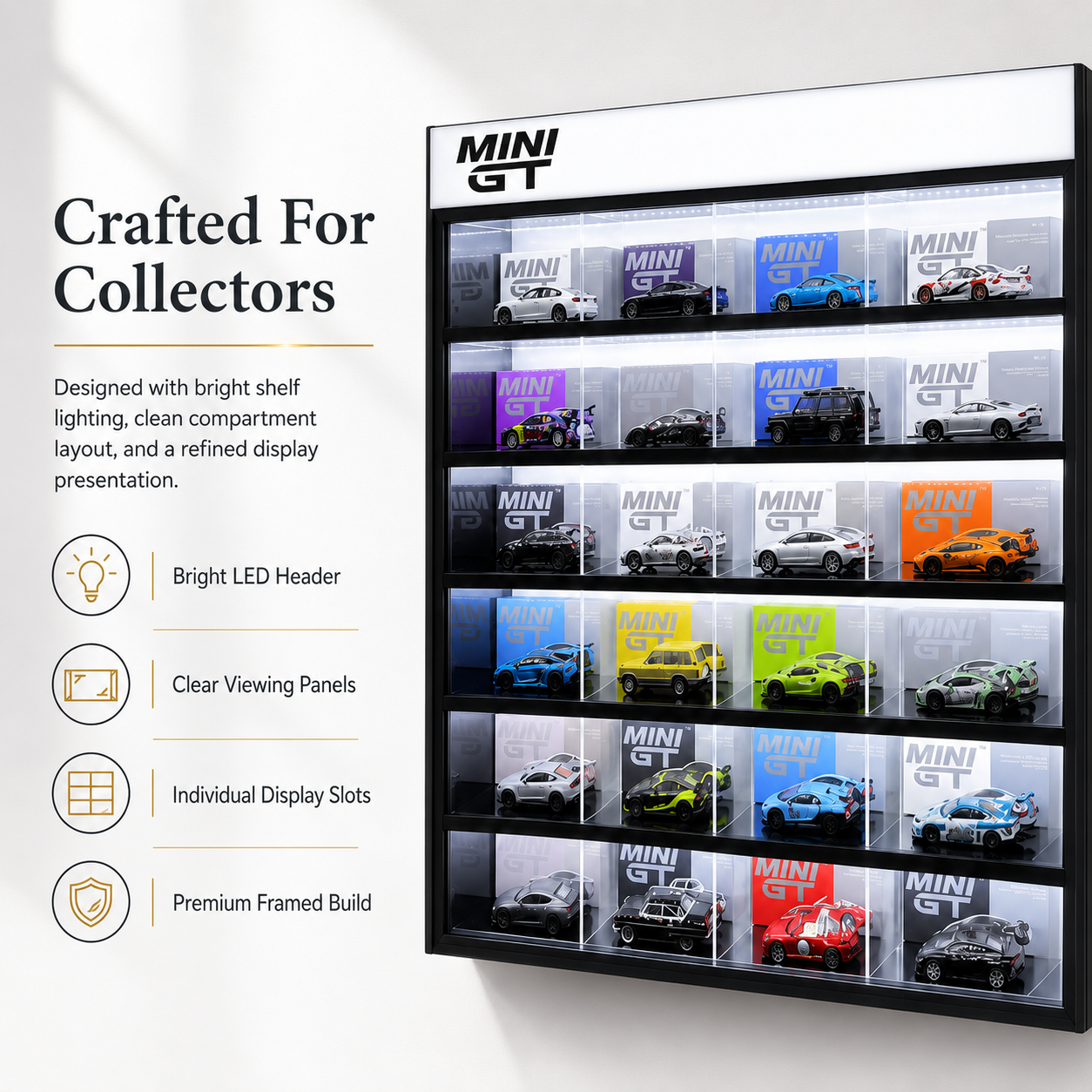 30 Compartments DIsplay with Sliding Cover for 1:64 Scale Mini GT
