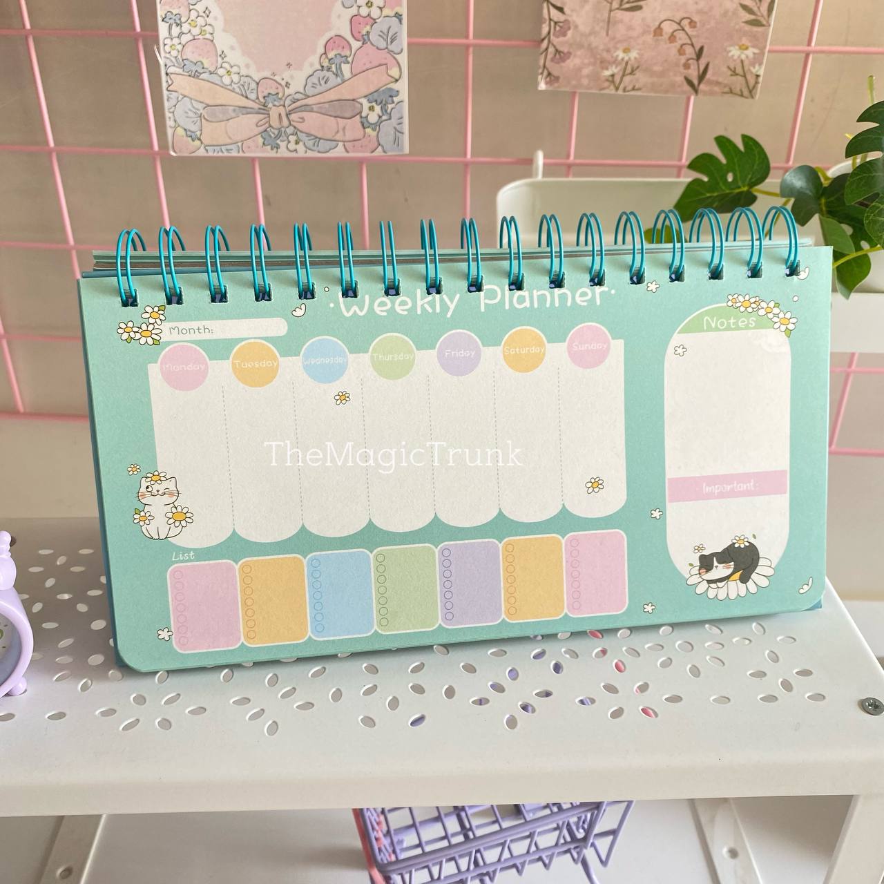 Cat Aesthetic Spiral Weekly Planner ( 1 pc )