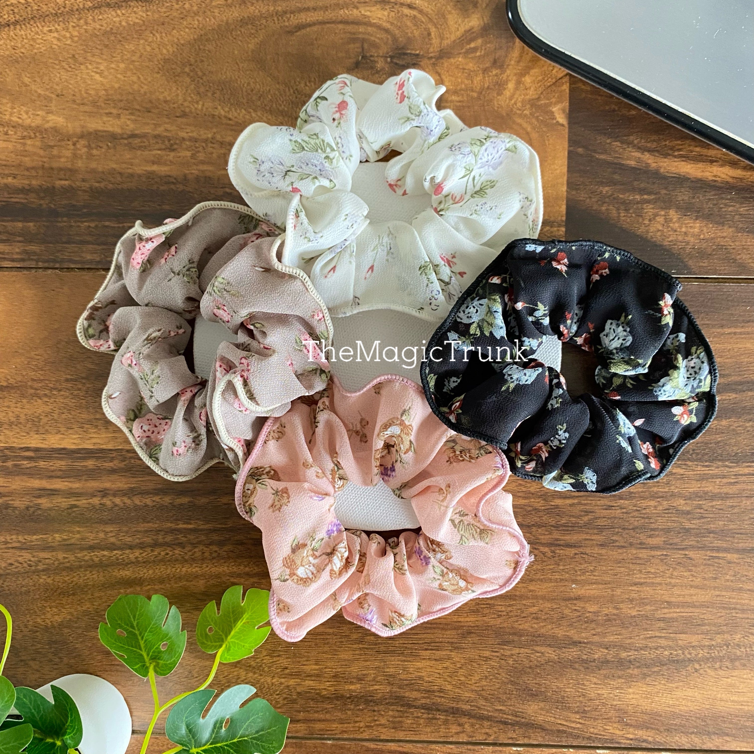 Georgette Floral Design Hair Scrunchie ( 1pc )