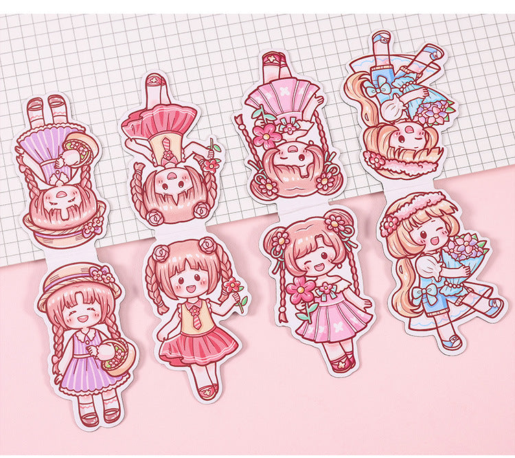 Cute Kawaii Magnetic Bookmark With Sticker ( 1 set )