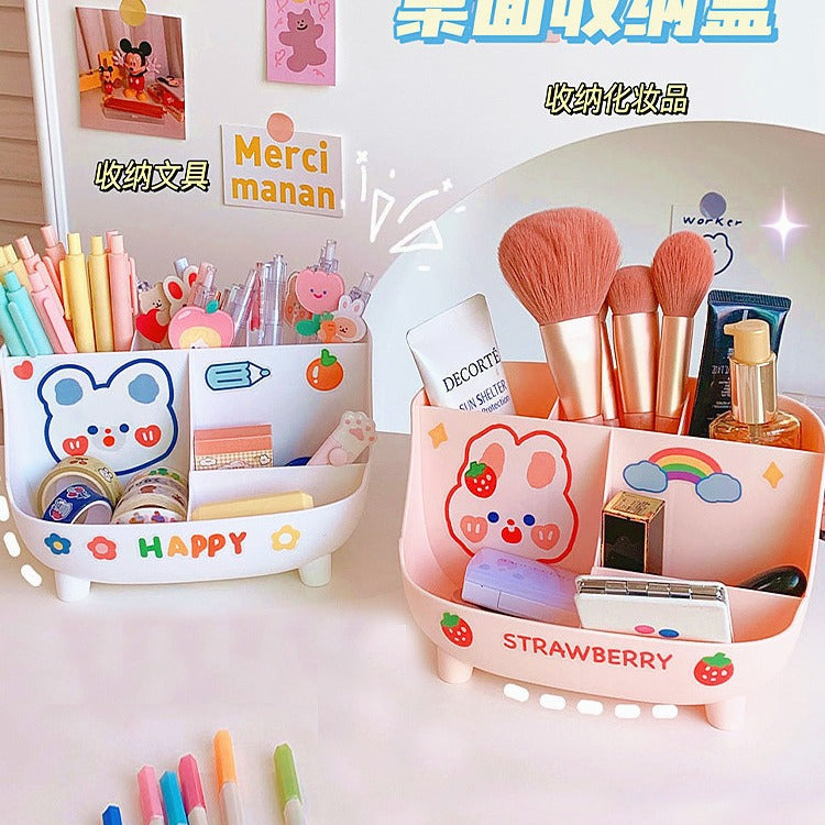Kawaii Multipurpose Desk Storage Organizer Box With Charm ( 1pc )