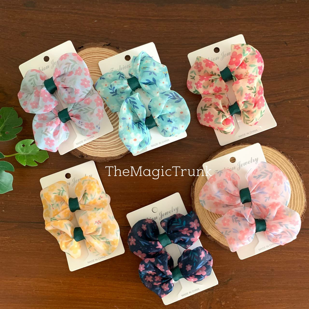 Floral Organza Bow clip ( 2 pcs )