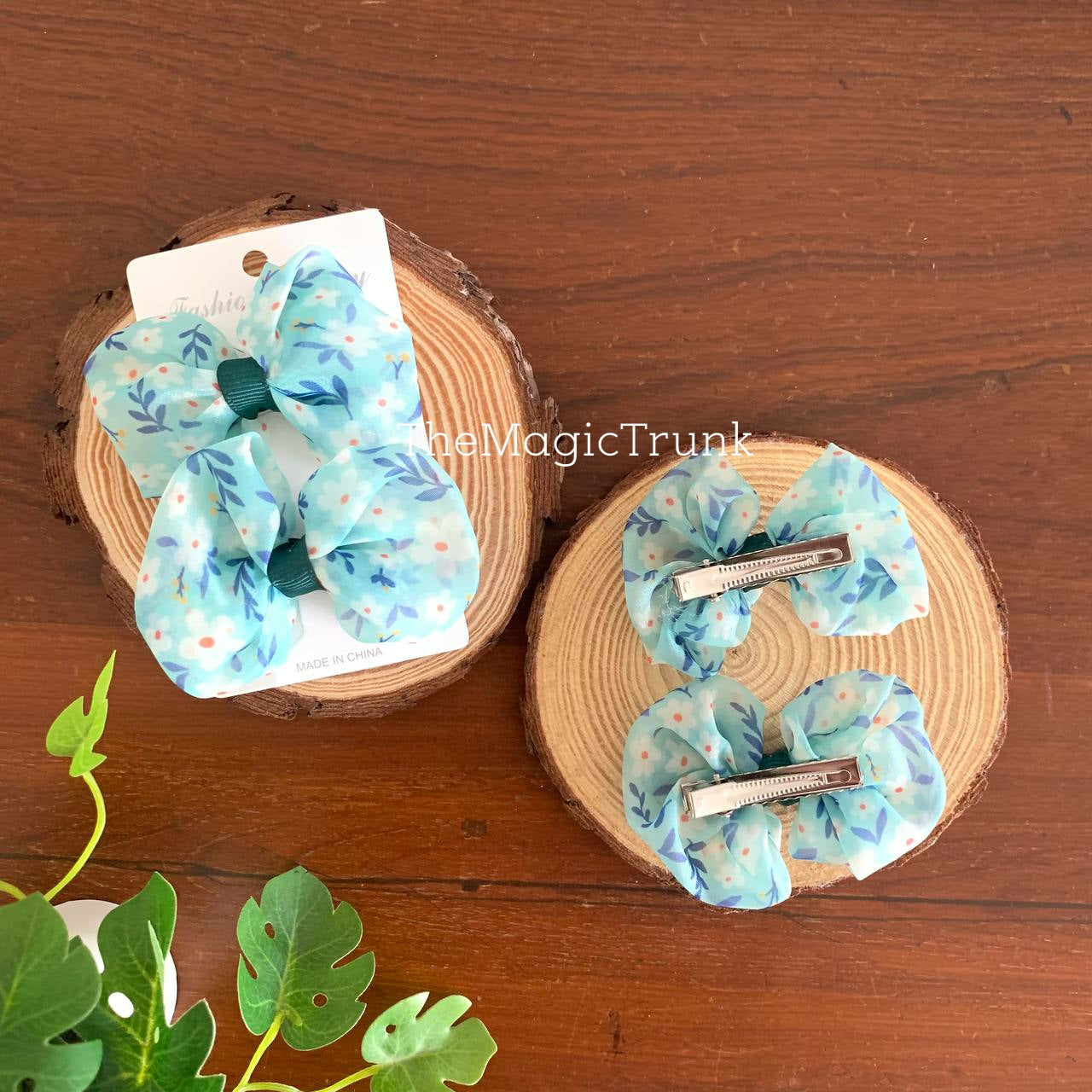 Floral Organza Bow clip ( 2 pcs )