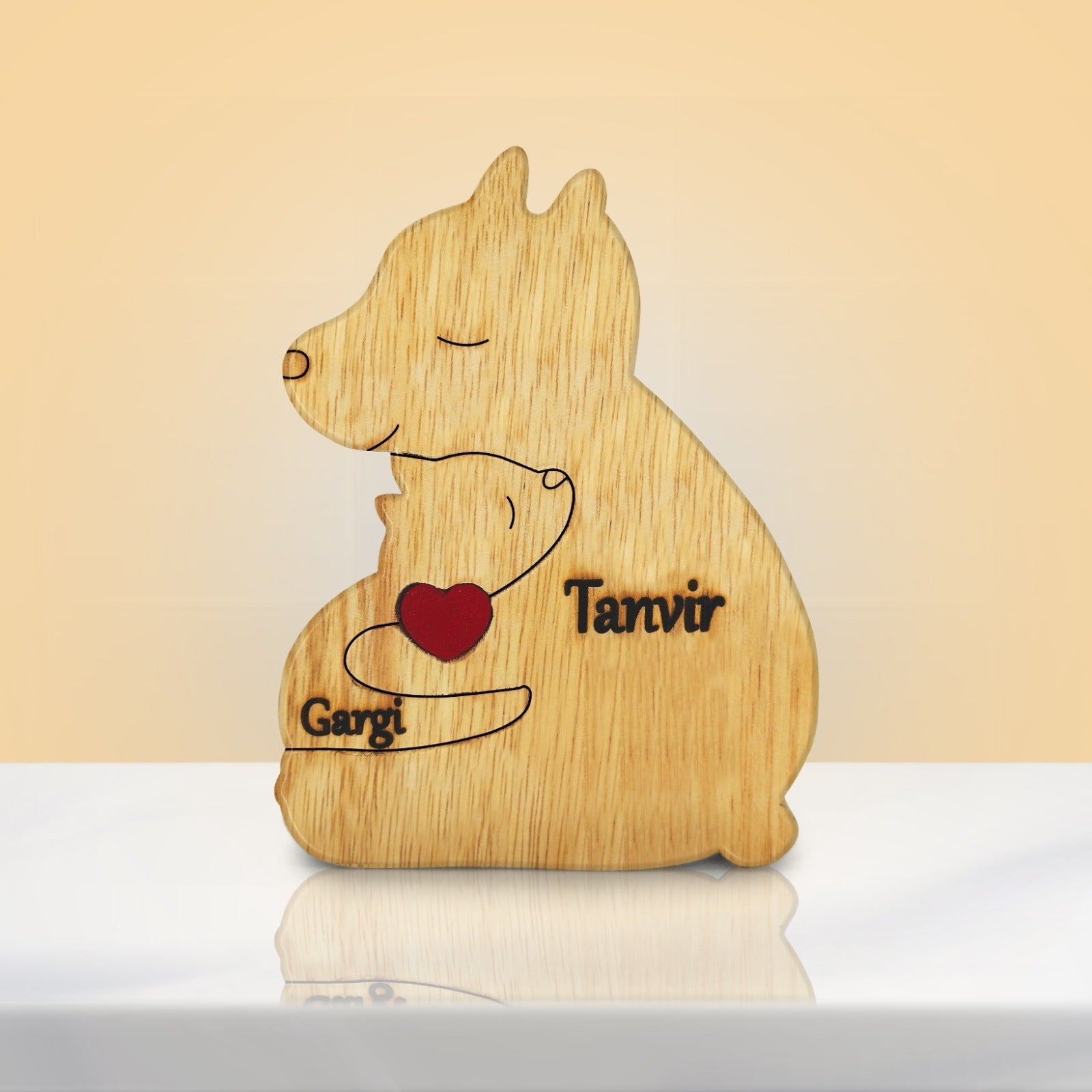 Customizable Wooden Bear Family