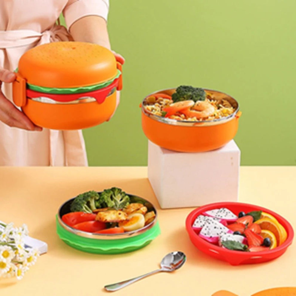 Burger Shaped Stainless Steel Lunch Box ( 1pc )