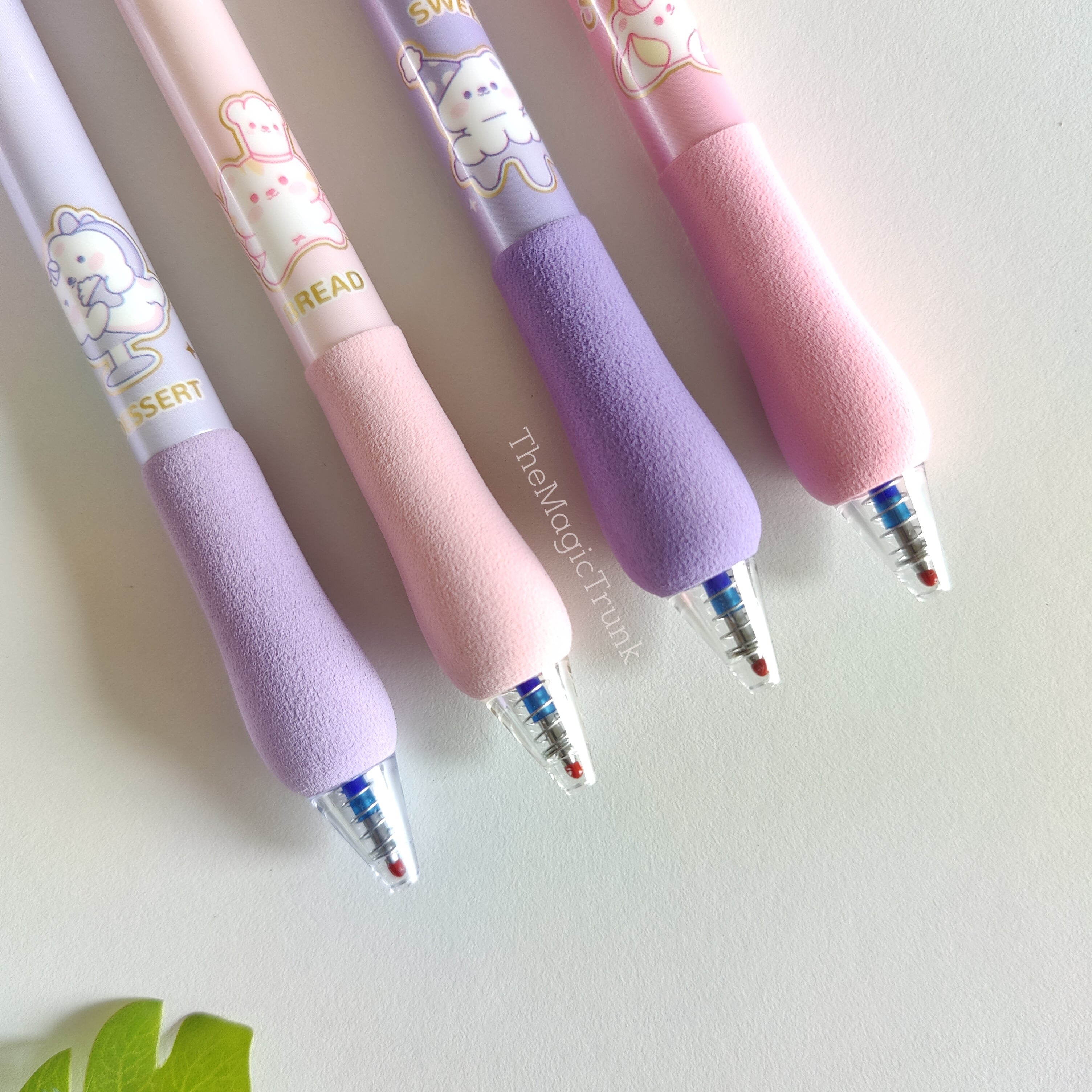 Dessert Cat Plush Grip Erasable Gel Pen Set ( 4pcs )