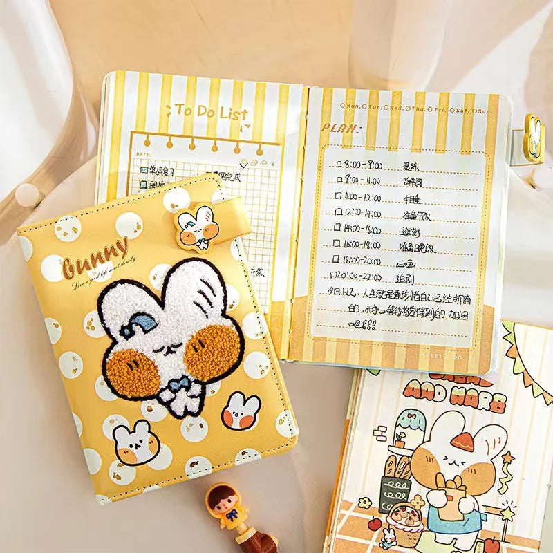 Kawaii Bunny Journal Diary Notebook With Magnetic Strap ( 1pc )